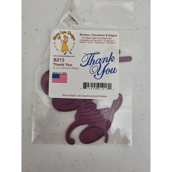 Cheery Lynn Designs Thank You Script Steel Craft Die Flourishes - Picture 1 of 2